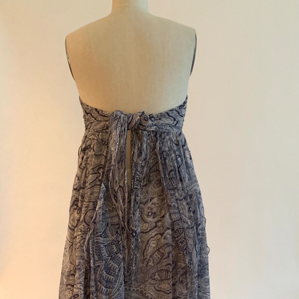 Alexander McQueen 2008 Unworn Silk Blue Paisley Strapless Dress Floaty Skirt - Picture 5 of 10